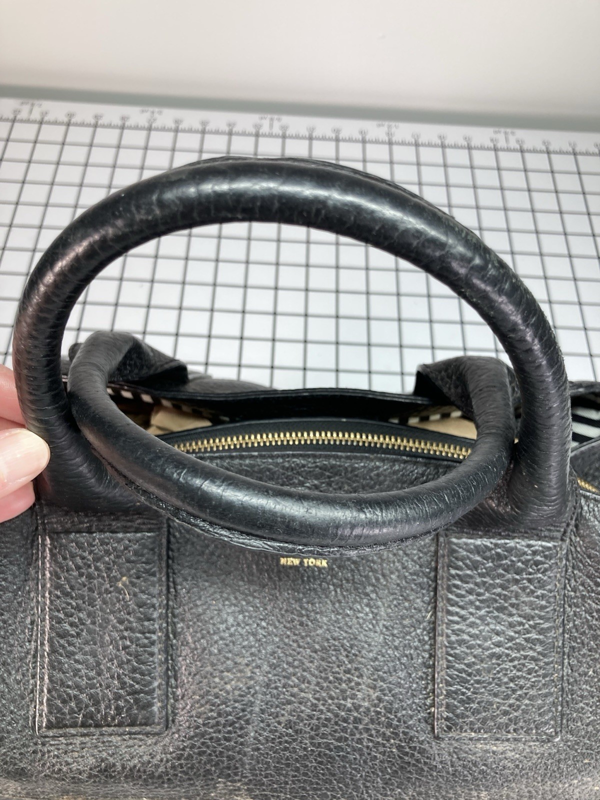 KATE SPADE Black Pebble Leather Bag Satchel Shoulder Strap Missing 14”