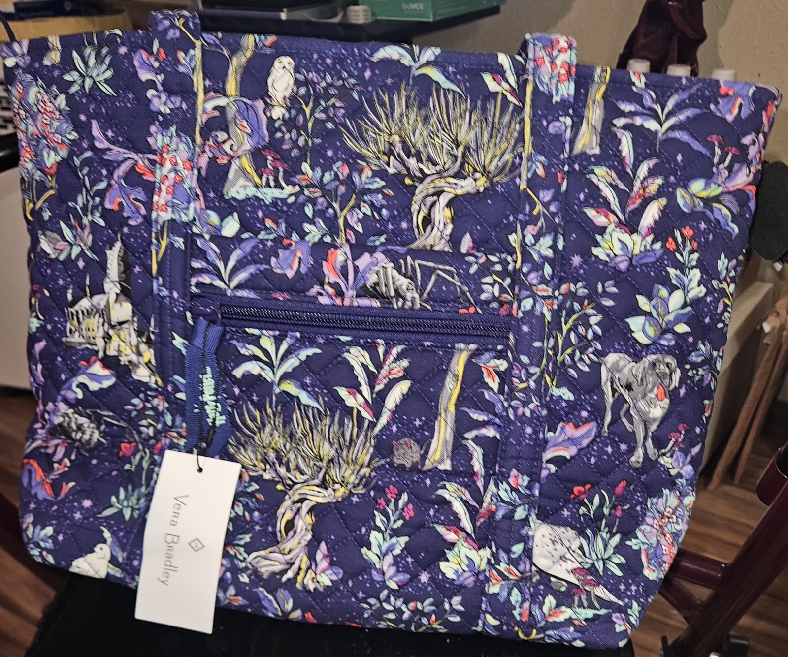 NWT Vera Bradley Harry Potter Purple Forbidden Forest Owls Small Tote Bag Purse
