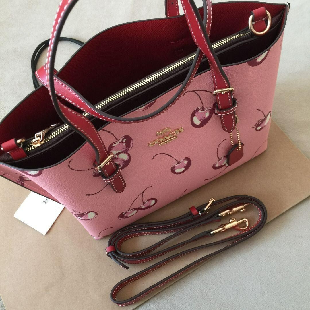 COACH CR293 Molly Handbag Tote Bag Shoulder Bag Cherry Print 25 Ladies new