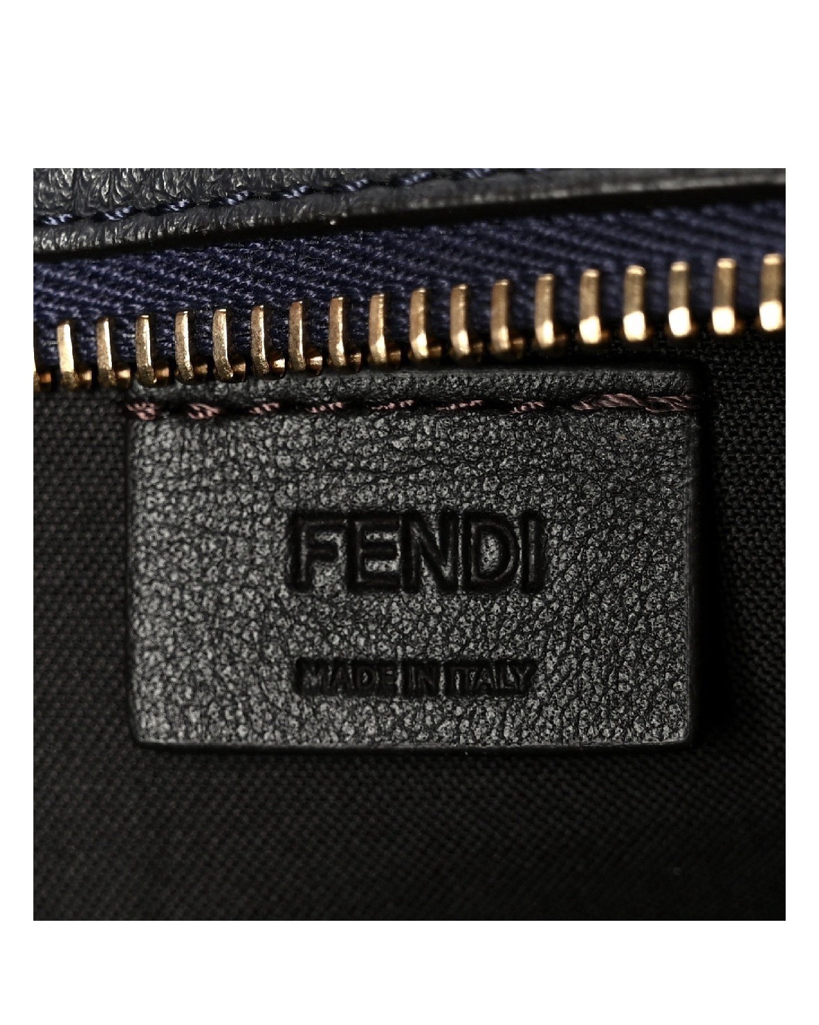 Fendi Zucca FF Monogram Blue/Gray Tote Bag Zip Top Double Handles Gold