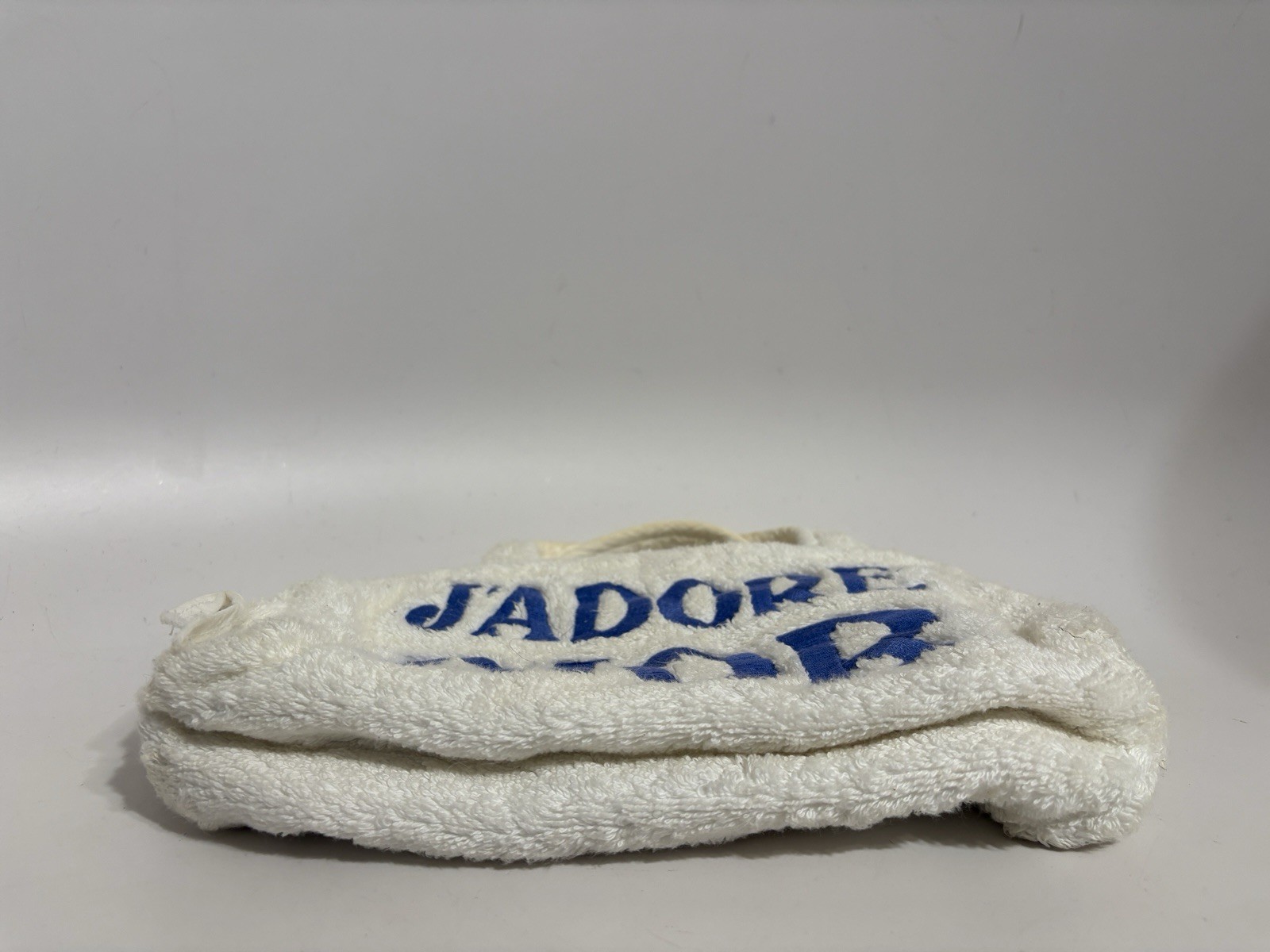 Vtg Christian Dior by John Galliano White & Blue Logo Terry Cloth Bag