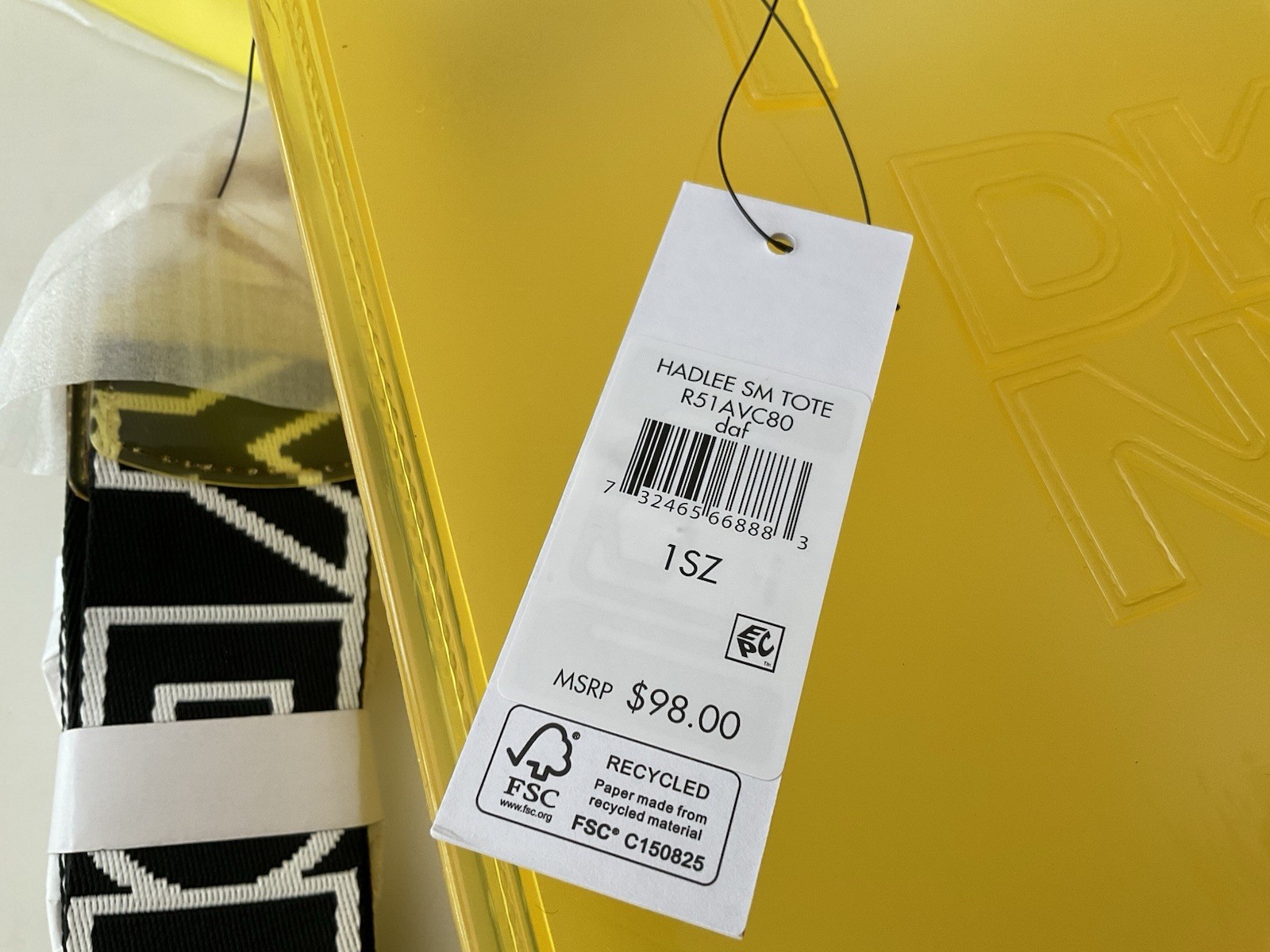 NWT DKNY Jelly Bag Hadlee Small Tote Clear Daffodil Yellow See Through