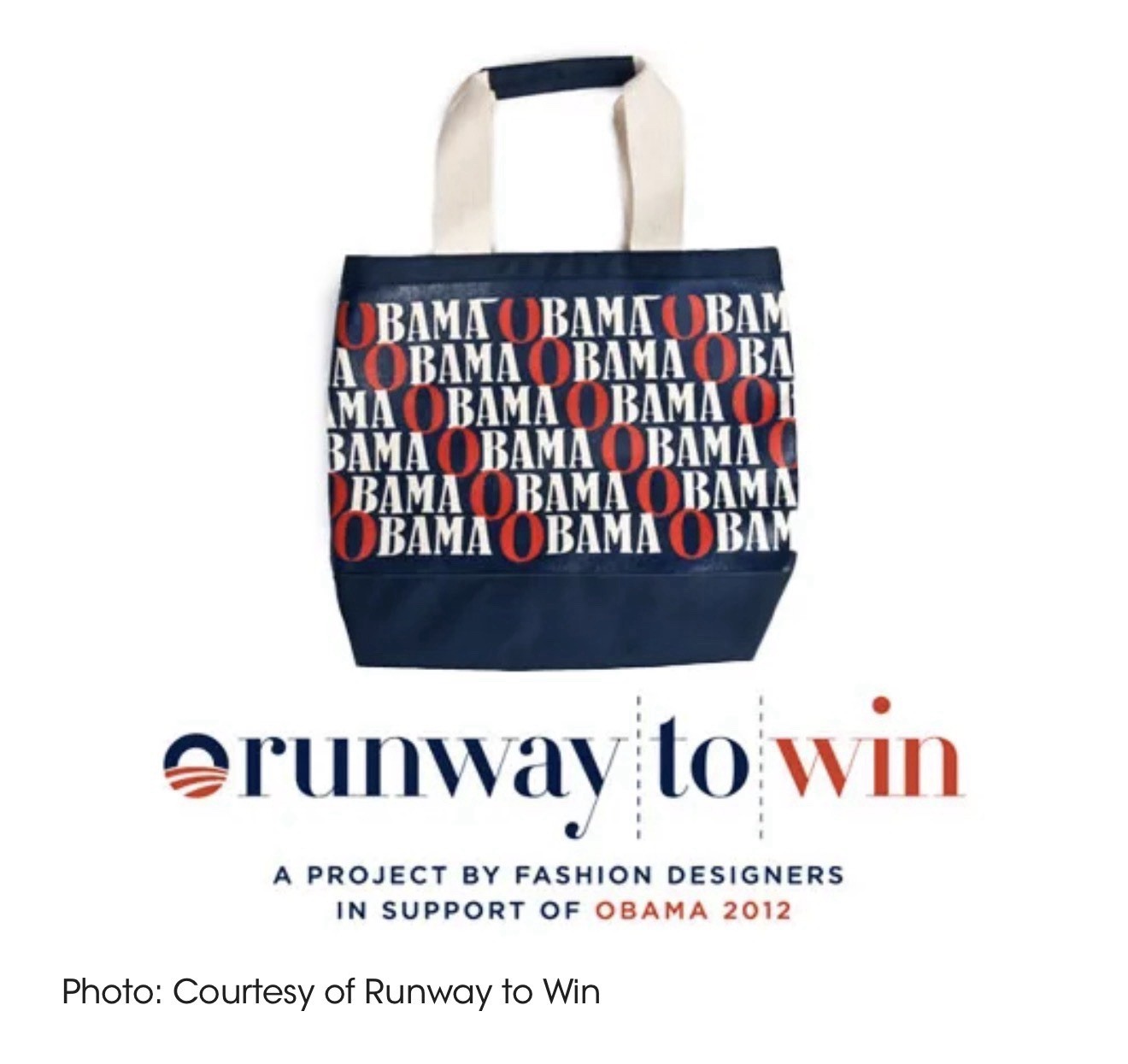 Tory Burch Runway to Win Obama 2012 Campaign Canvas Tote Bag Limited Edition USA