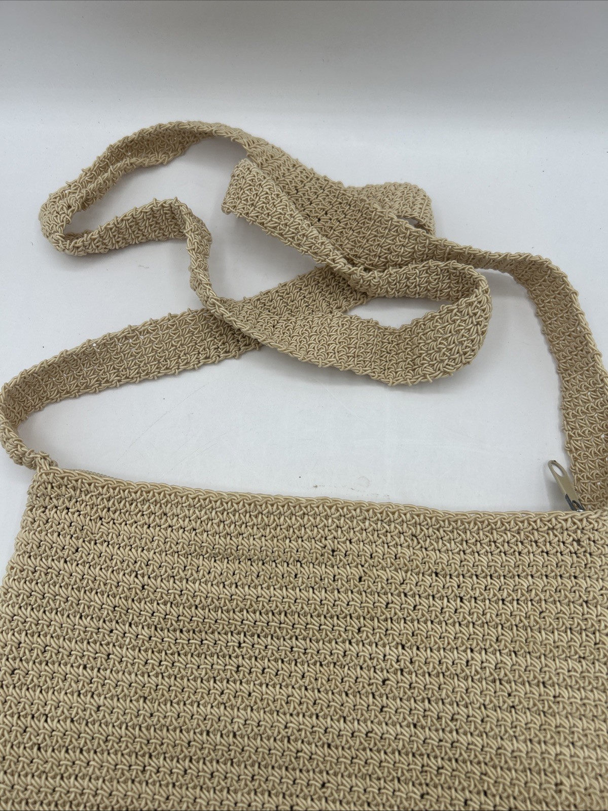 Kathie Lee Knit Beaded Crossbody Purse Cotton Blend Vintage Boho