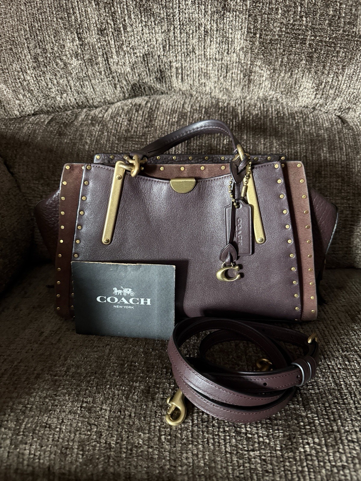 Coach Dreamer 27 Oxblood Leather and Chocolate Suede Crossbody Bag