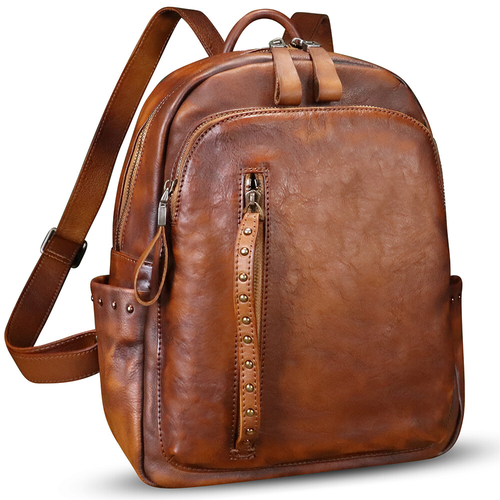 Genuine Leather Fashion Backpack Women Vintage Knapsack Rucksack Daypack Bag
