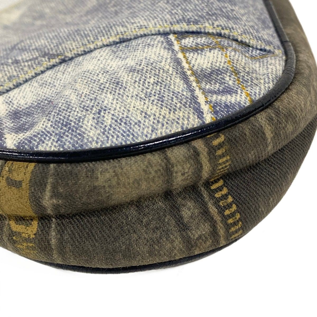 Dior Christian Dior Handbag Saddle Pouch Dark Gray Light Blue Navy Denim Print L