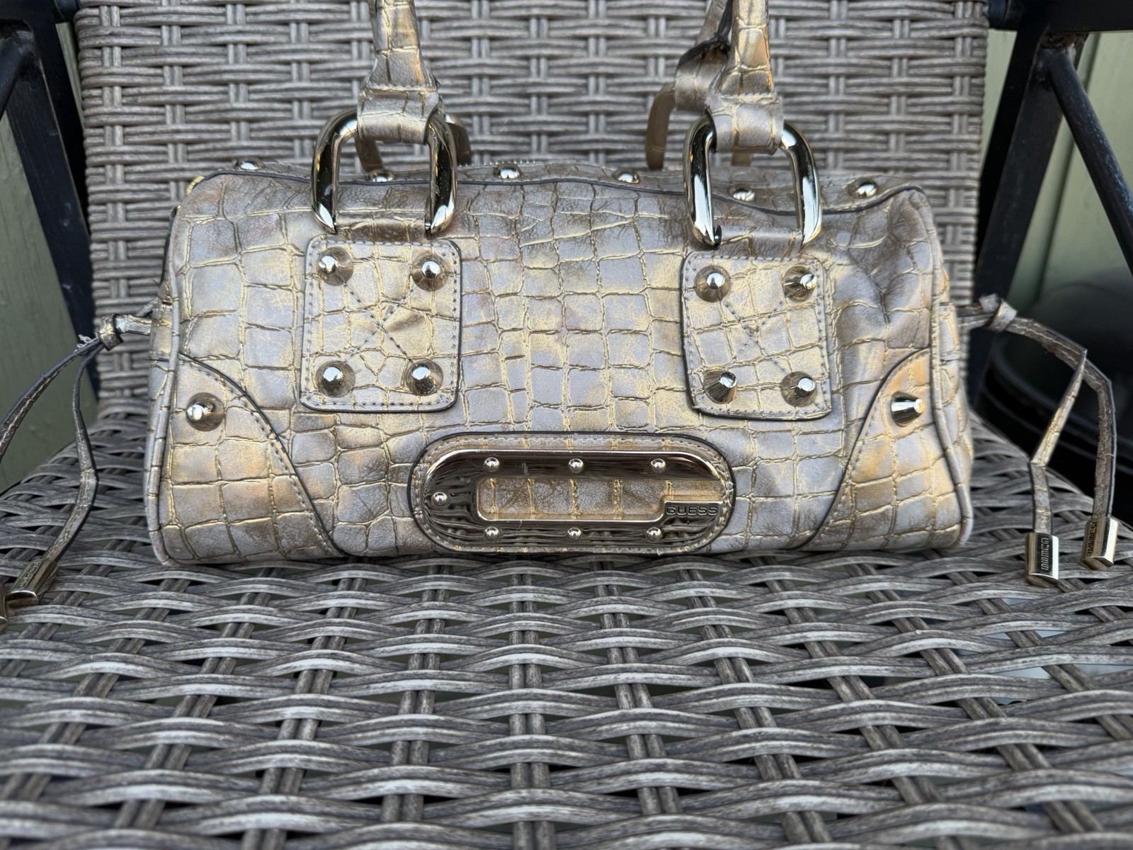 Guess Y2K Gold Croc Studded Purse Bag Y2K 2000s