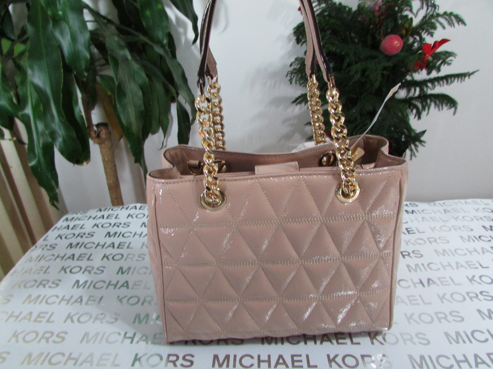 NWT Michael Kors Leather Susannah Medium NS Tote Crossbody Bag Oyster