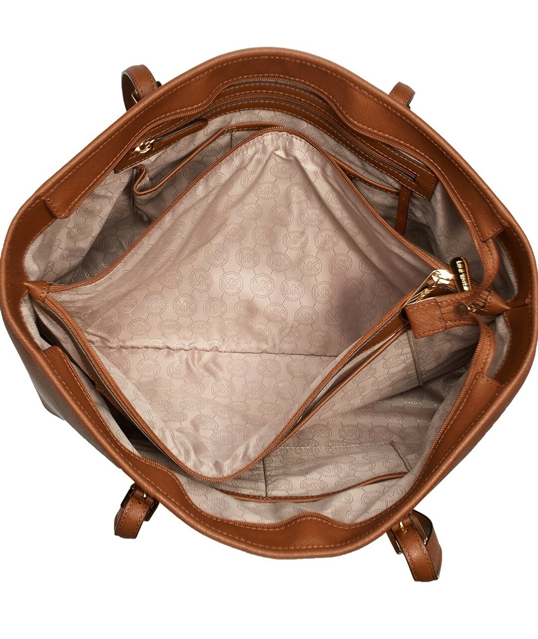 New Michael Kors Medium Top-Zip Leather Multifunction Tote luggage Acorn Gold