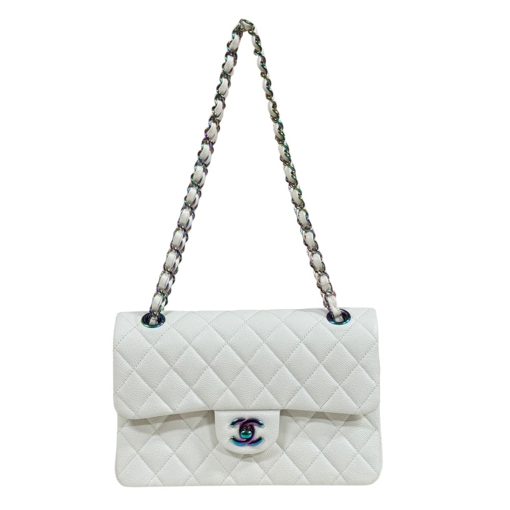 CHANEL ShoulderBag A01113 Caviarskin WChain W Flap RainbowHardware Matrasse used