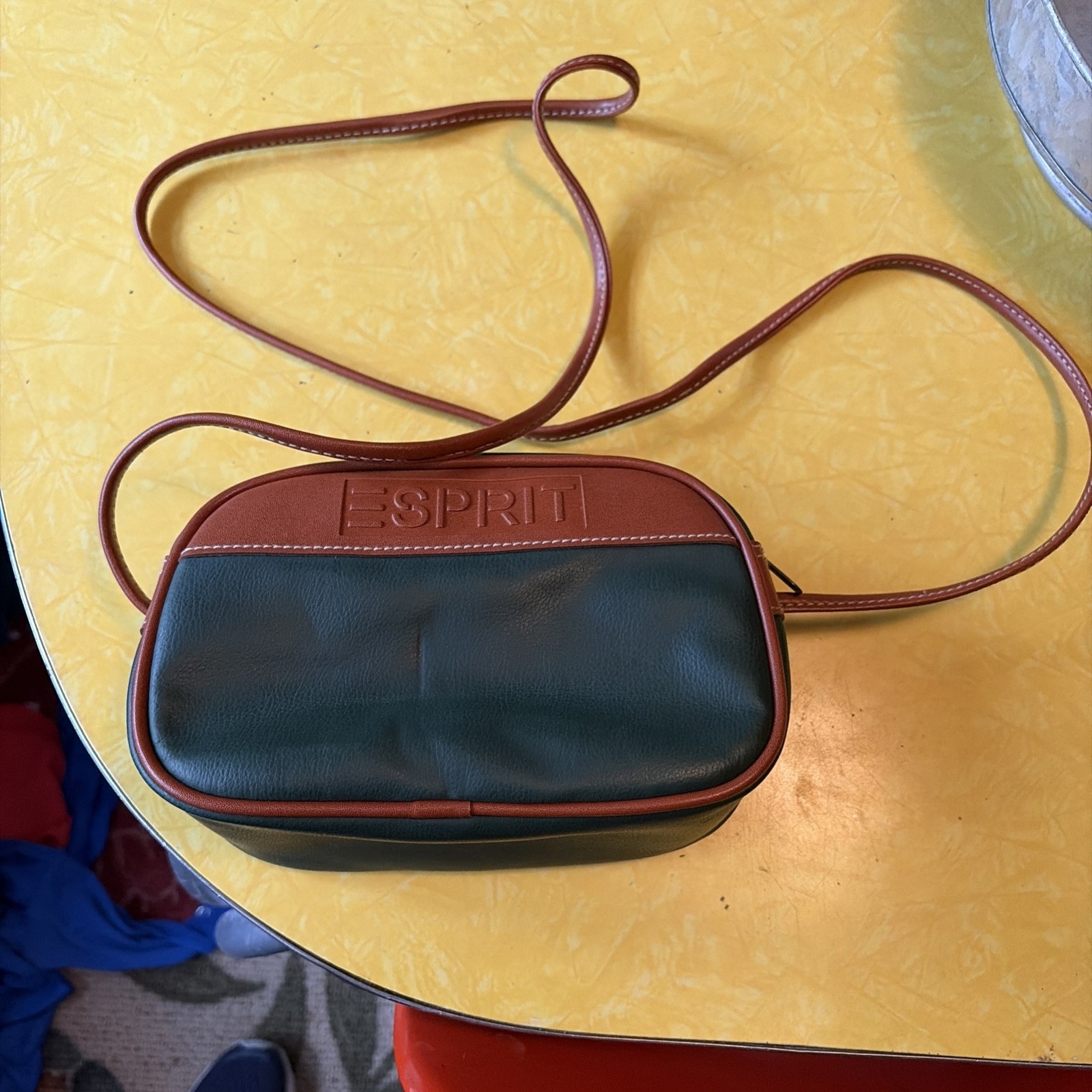 Vintage Forest Green/brown ESPRIT Purse Crossbody