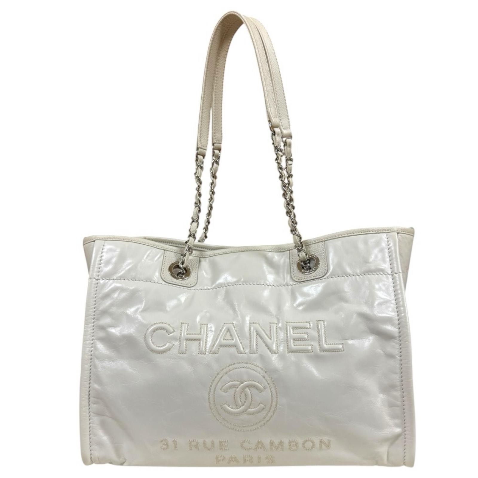 CHANEL Tote Bag A67001 leather Chain Deauville MM used