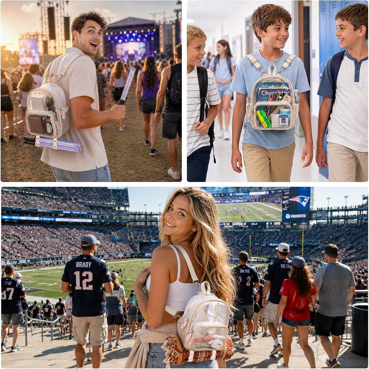 Mini Clear Backpack for Stadium Events Anti-Theft Small Festival Transparent Bag