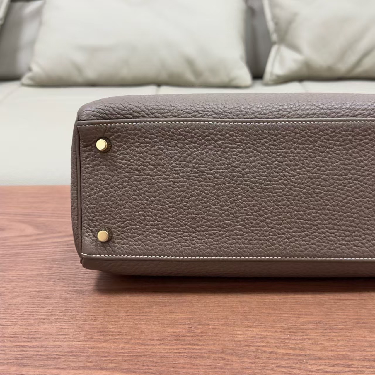 Hermes Kelly 28 Etoupe 18 Gray Togo Gold Hardware GHW Handbag Mint No Receipt