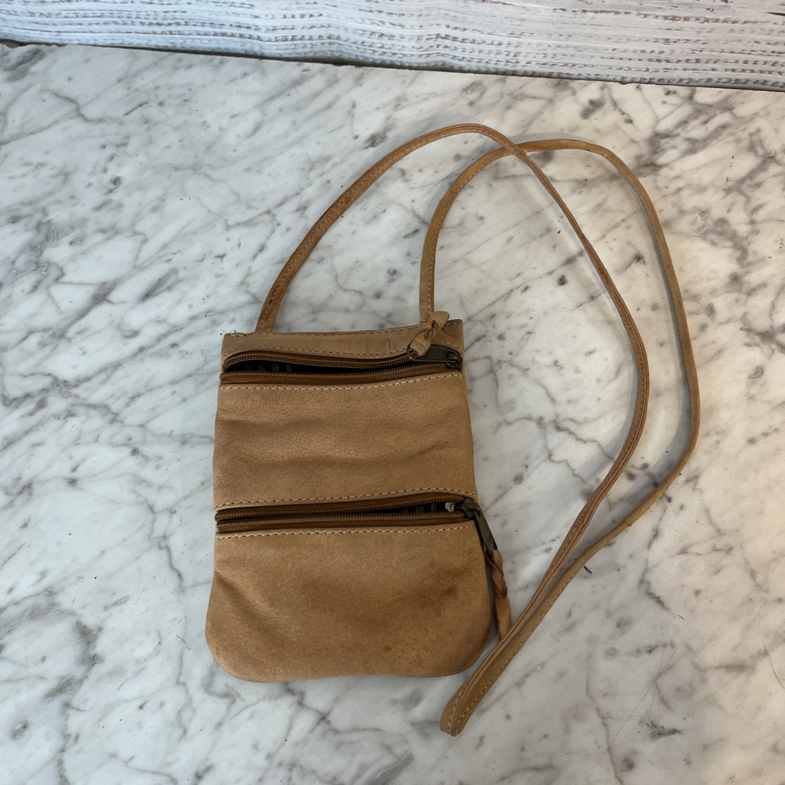 Emily Ann Of Boca Raton Crossbody Bag Small Brown Suede Leather Vintage