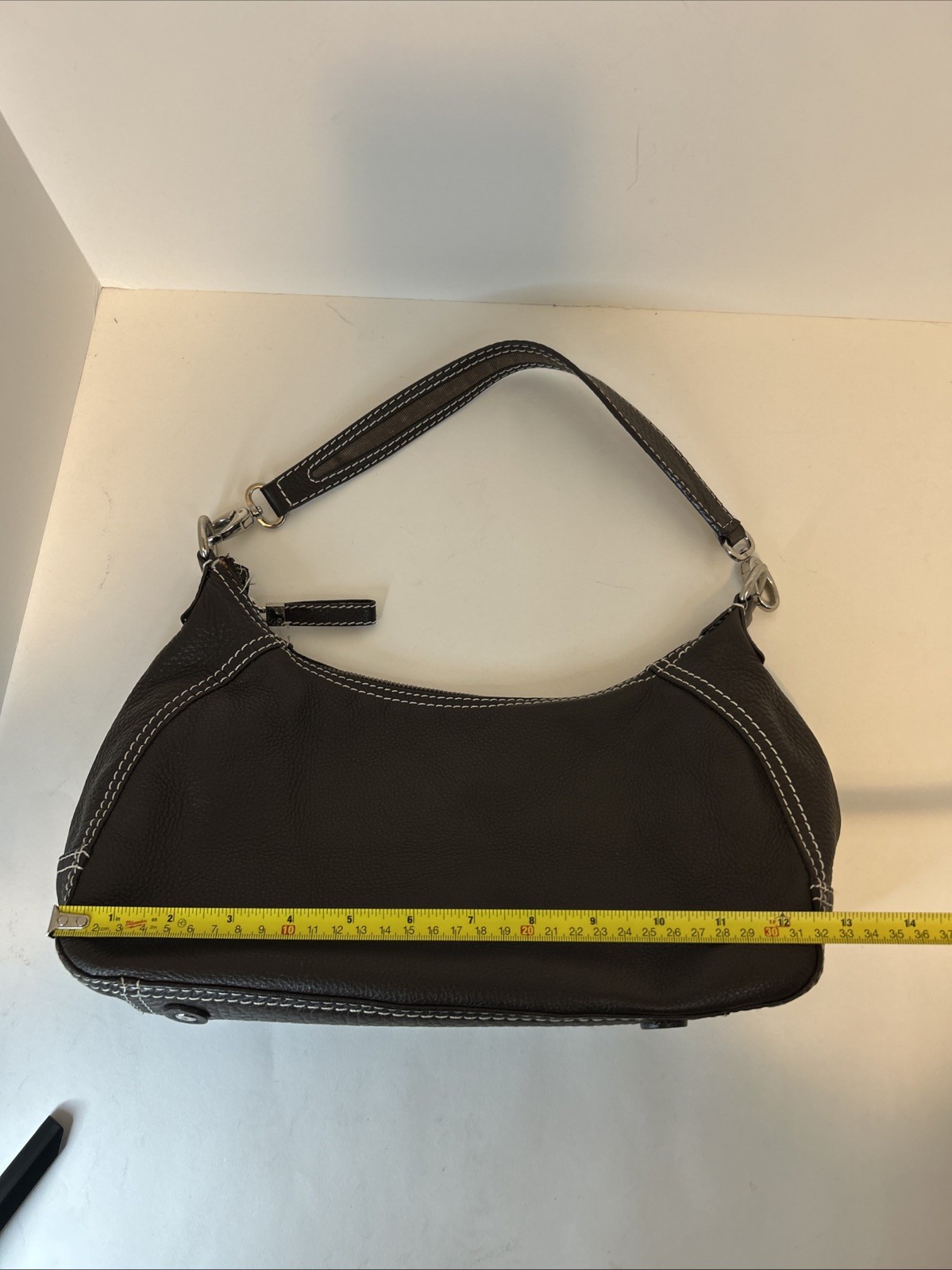 The Sak Pink Label Dark Brown Pebbled Leather Shoulder Bag Purse