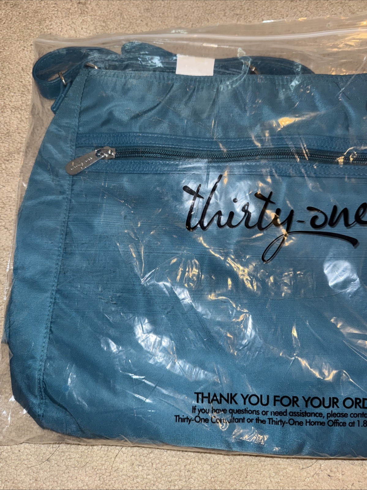 Thirty-One Everything Crossbody Teal Affair Purse Bag New With Adjustable Strap