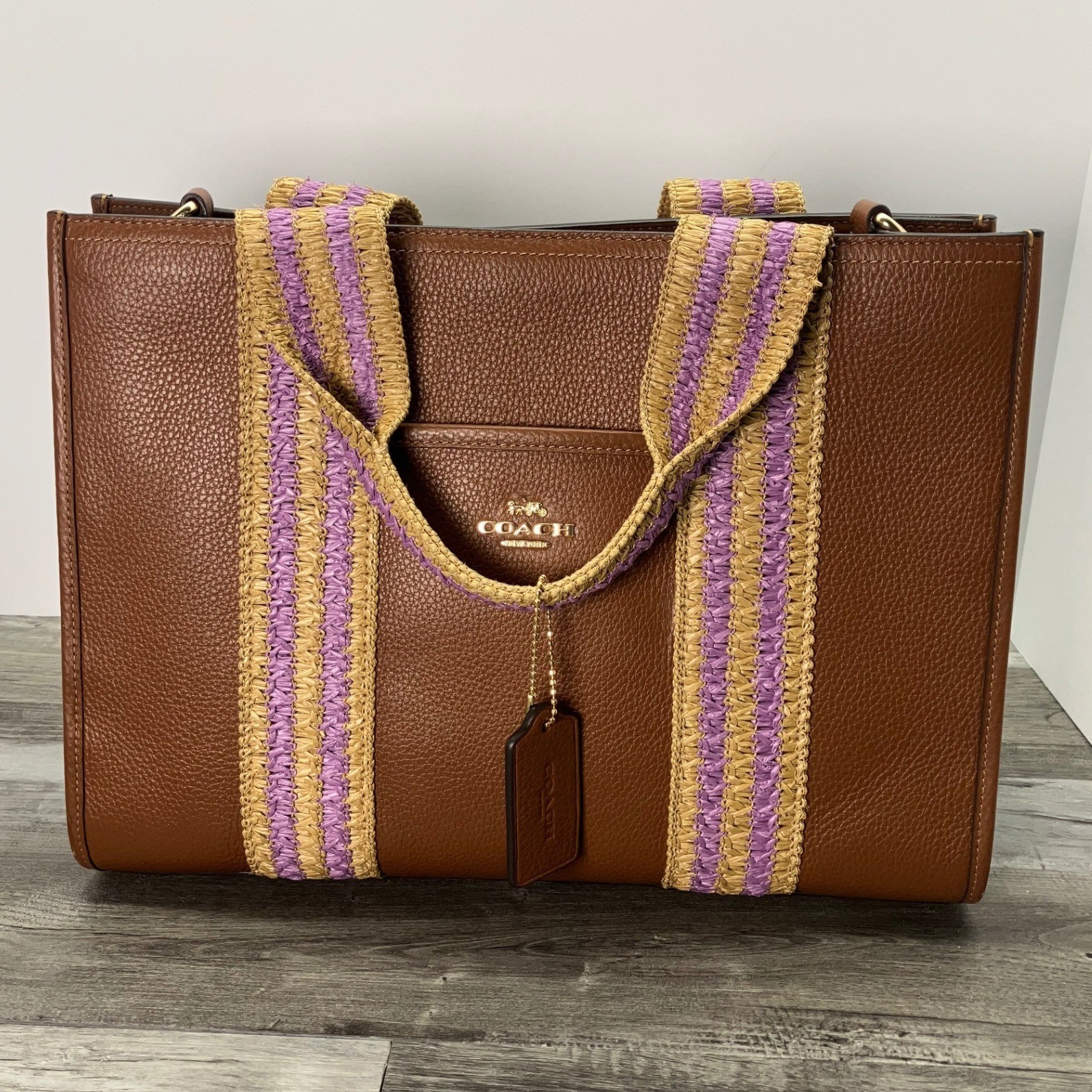Coach Smith Tote Bag CBG90 Pebble Leather Redwood Multi No Strap