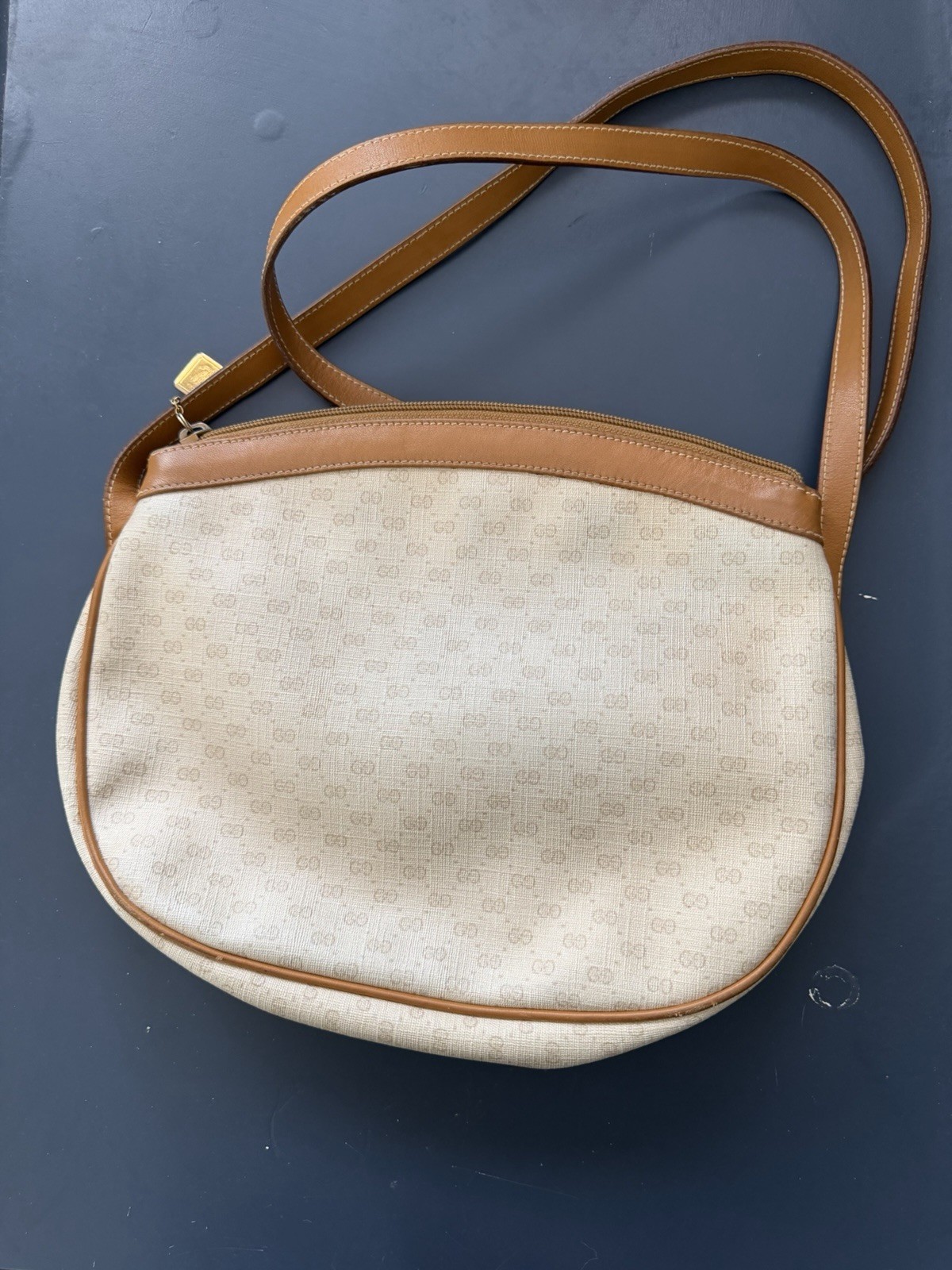 GUCCI Micro GG Supreme Shoulder Bag PVC Beige Gold 007 87 0018 Auth ki4930