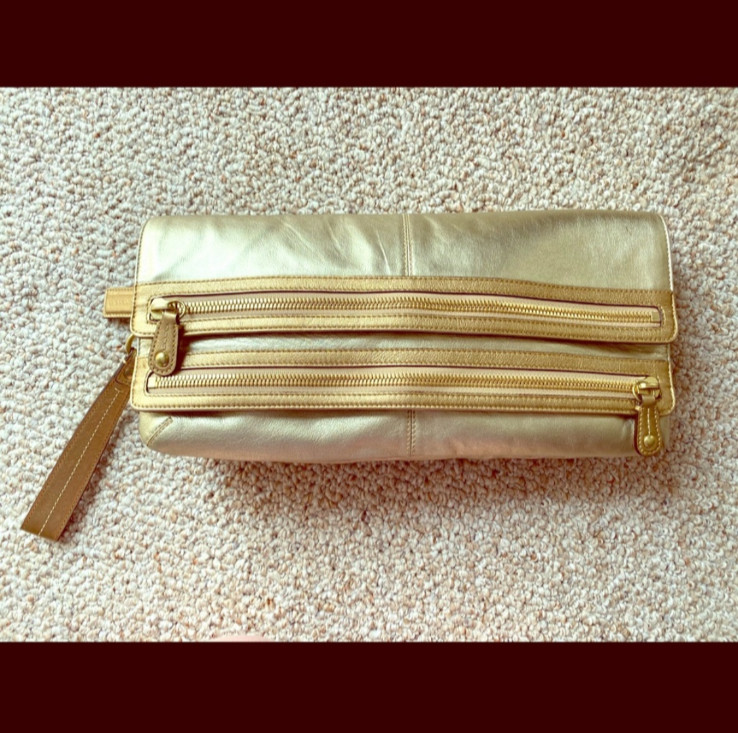 RARE 2008 Coach Madison Metallic Leather Foldover Clutch/Wristlet (Style 42544)