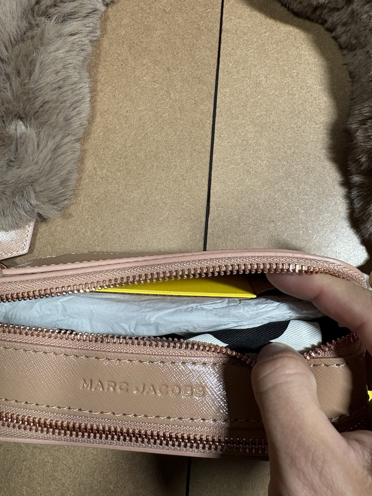 Marc Jacobs Year of the Rabbit Snapshot Bag Pink Leather Faux Fur Strap NWT