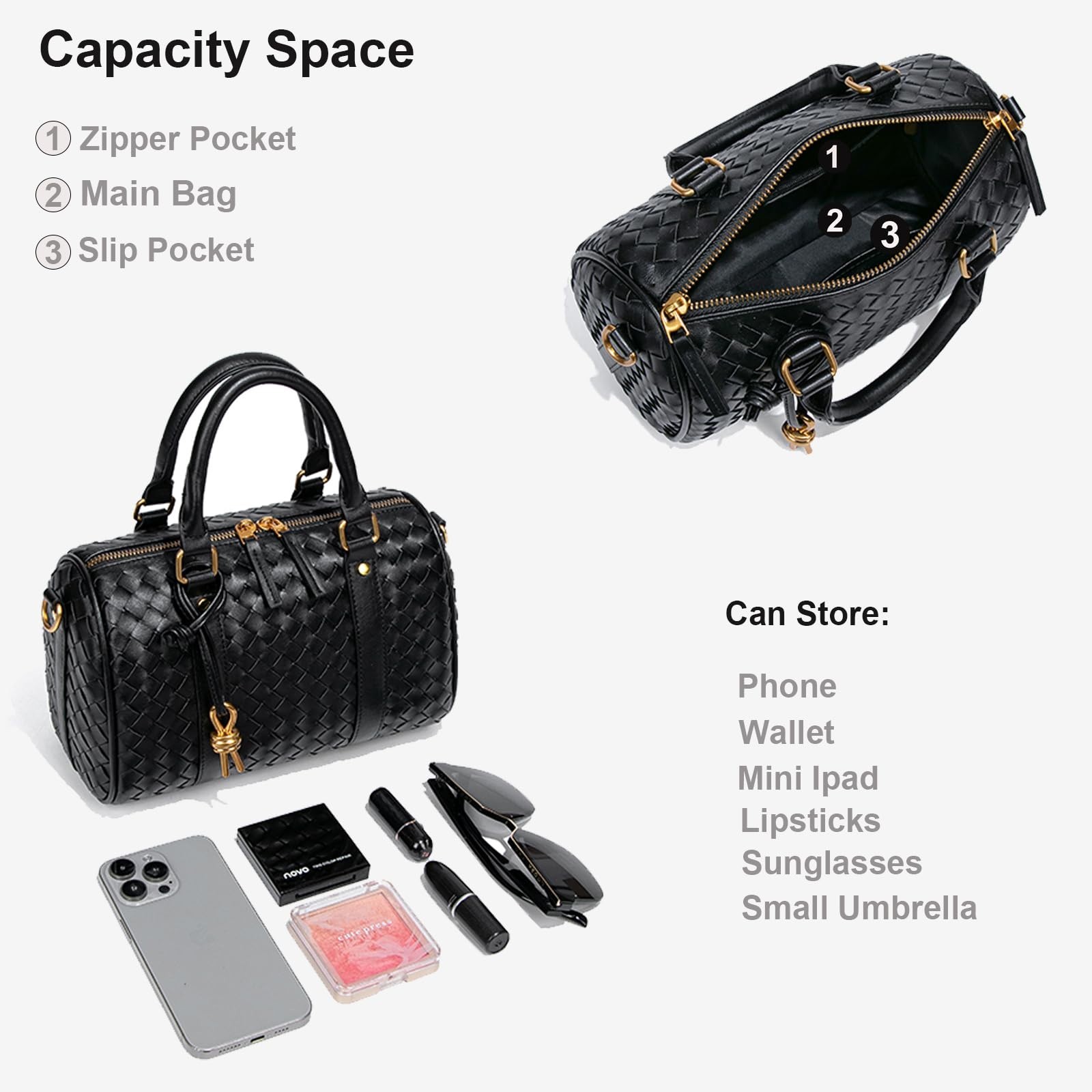 Stylish Woven Top Handle Leather Tote Bag – Versatile Satchel Shoulder Bag