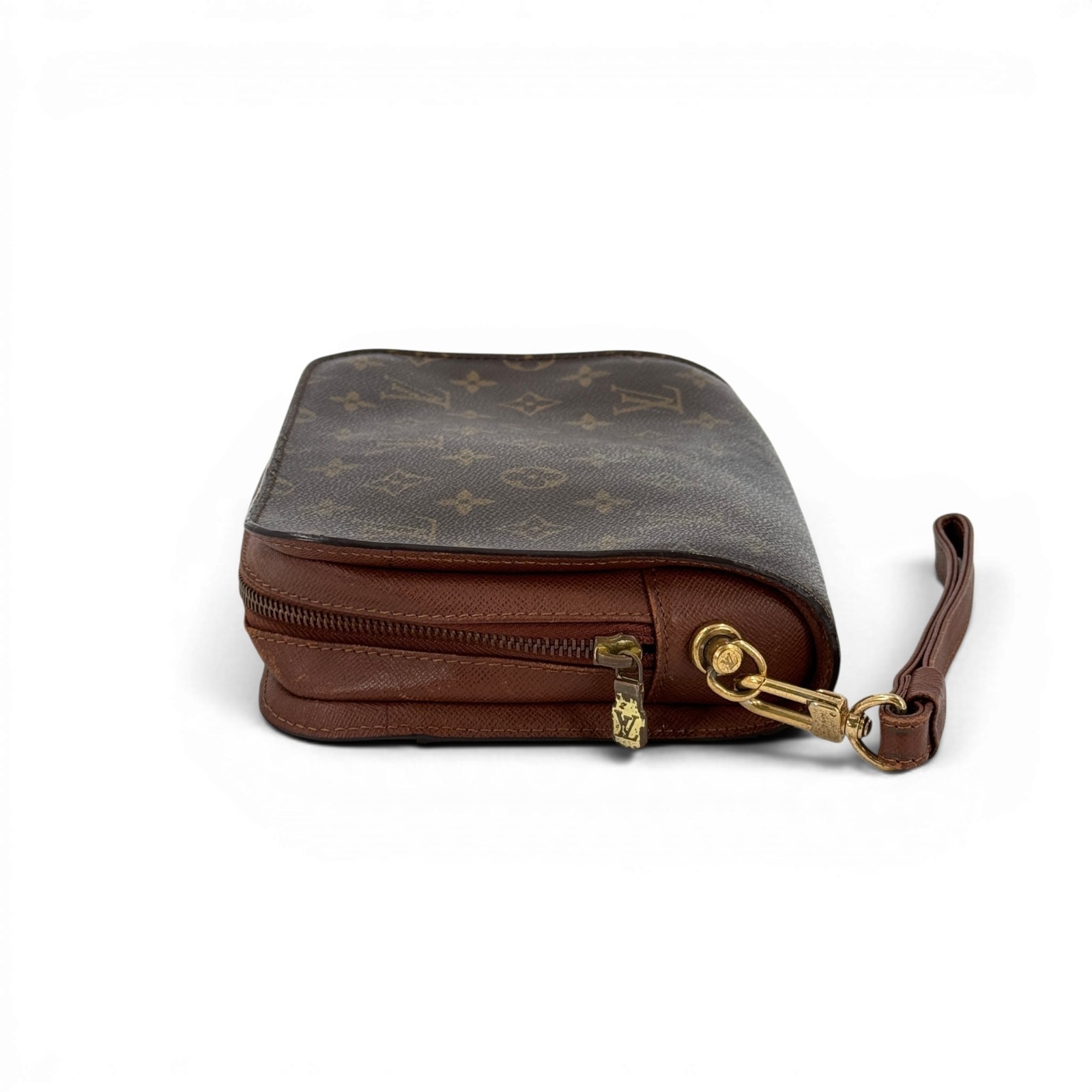 LOUIS VUITTON Orsay Monogram Canvas Brown Zip Wrist Clutch Bag M51790