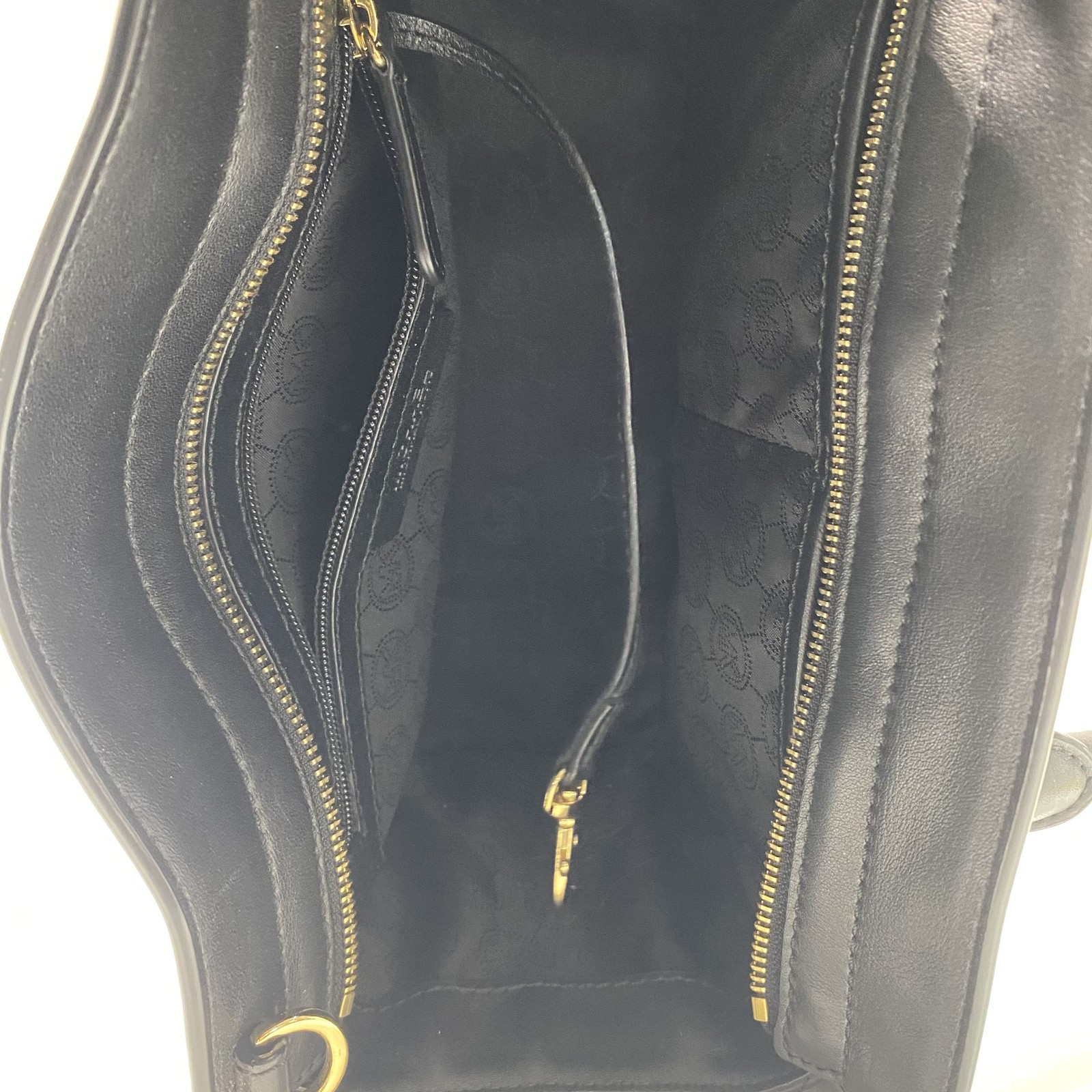 Michael Kors White and Black Two-Tone Leather Quilted Satchel Bag Gold Hardware