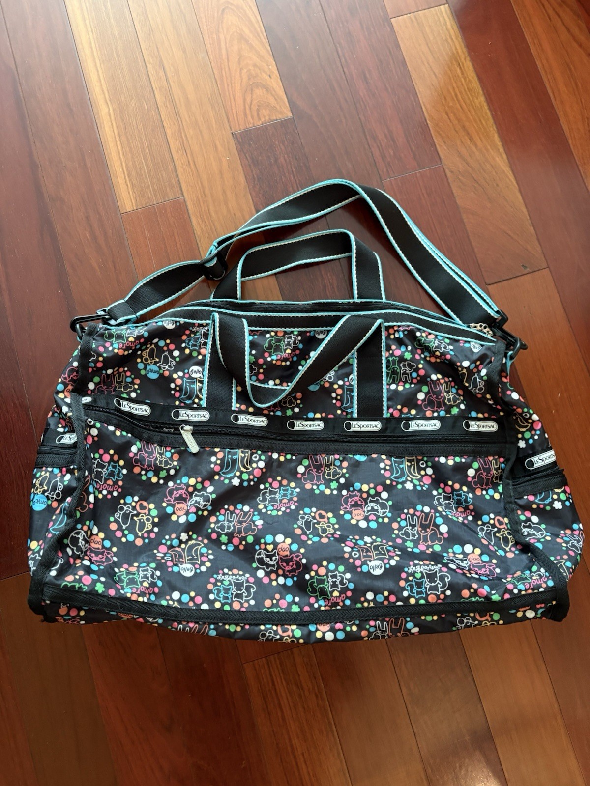 LeSportsac Cute Cartoon Animal Print Duffle Bag Mice Bunny Owl Cats Fox