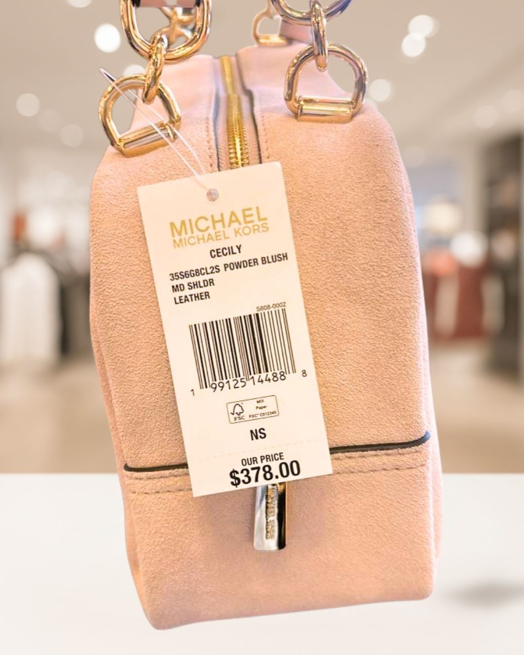 Michael Kors Cecily Women Medium Suede Shoulder Purse Handbag Powder Blush