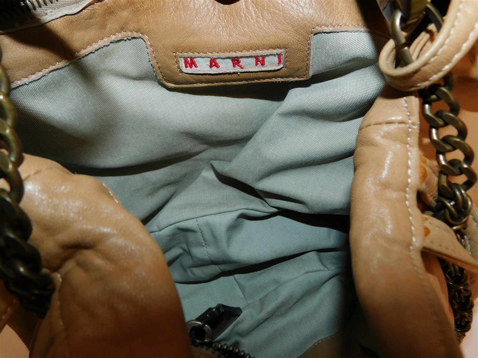 Marni Caramel Nappa Leather Lucite Gold Chain Shoulder Crossbody Bag $985rt
