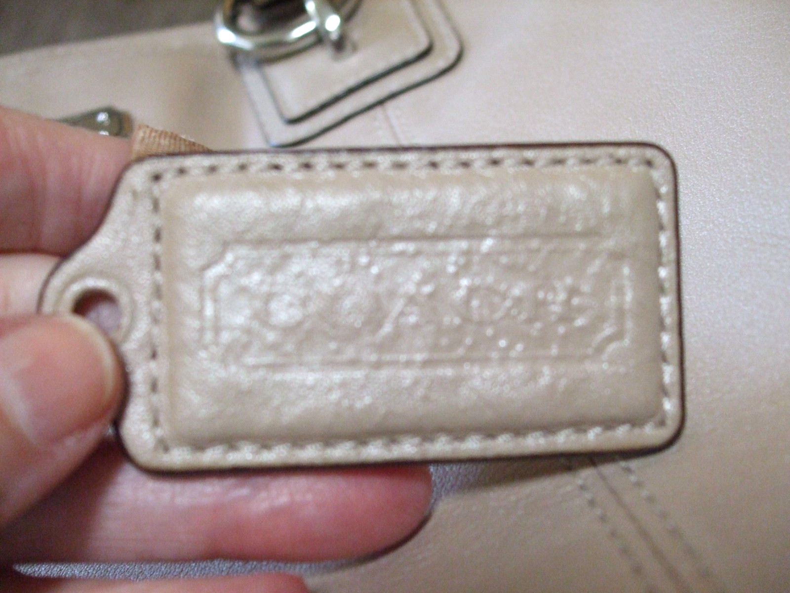 COACH SATCHEL, BEIGE WITH PINKISH CAST, SILVERTONE HARDWARE, PRISTINE CONDITION