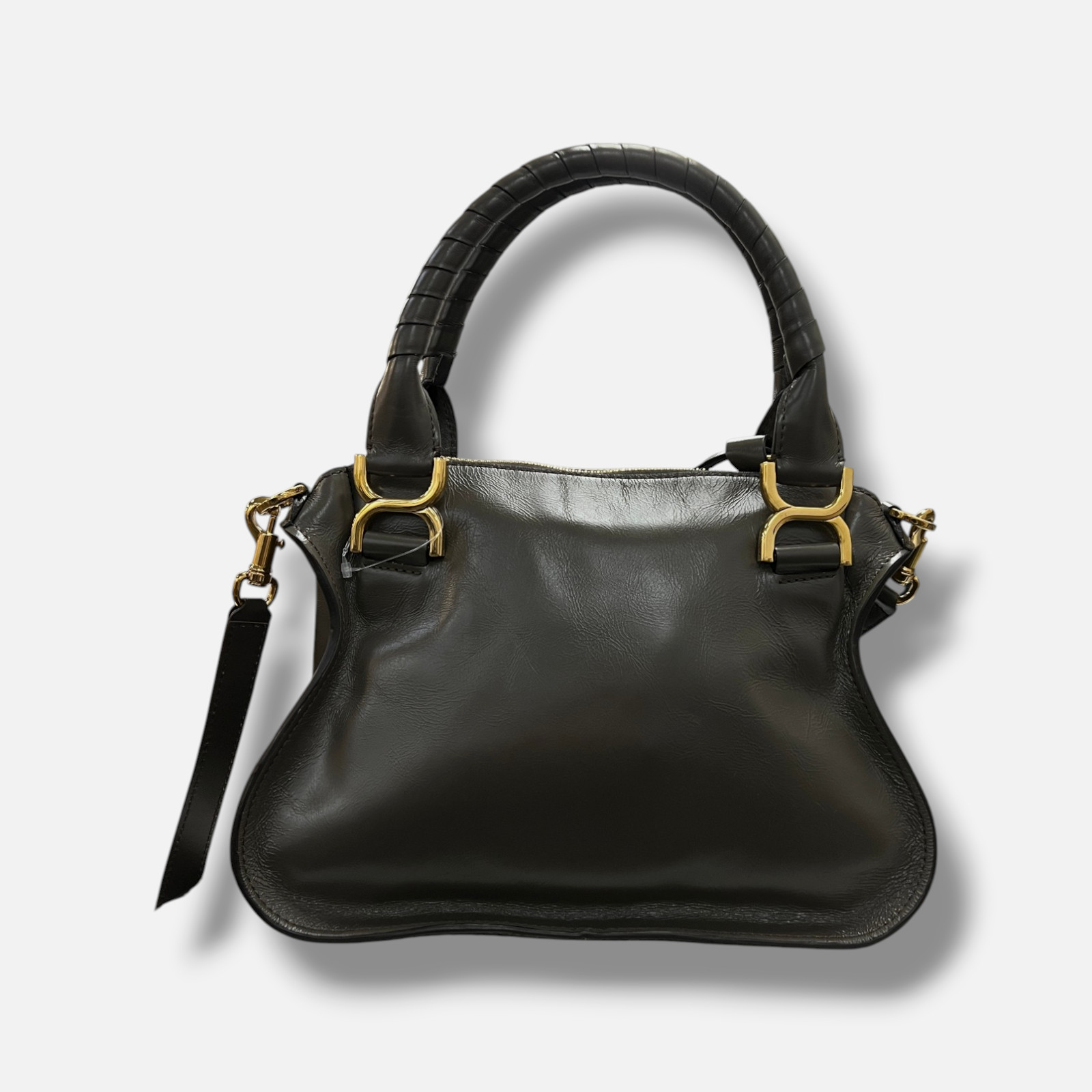 Chloé Women’s Gray Marcie Leather Double Carry Satchel Bag