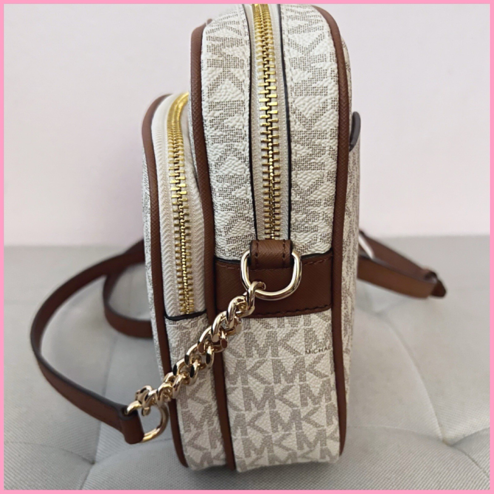Michael Kors Women’s Jet Set Travel Signature Logo Crossbody Bag Vanilla MK $360