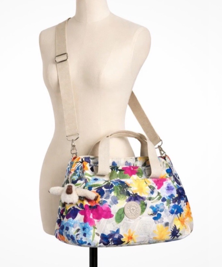 Kipling Felicity Floral Shoulder Bag Power Crossbody Monkey Charm