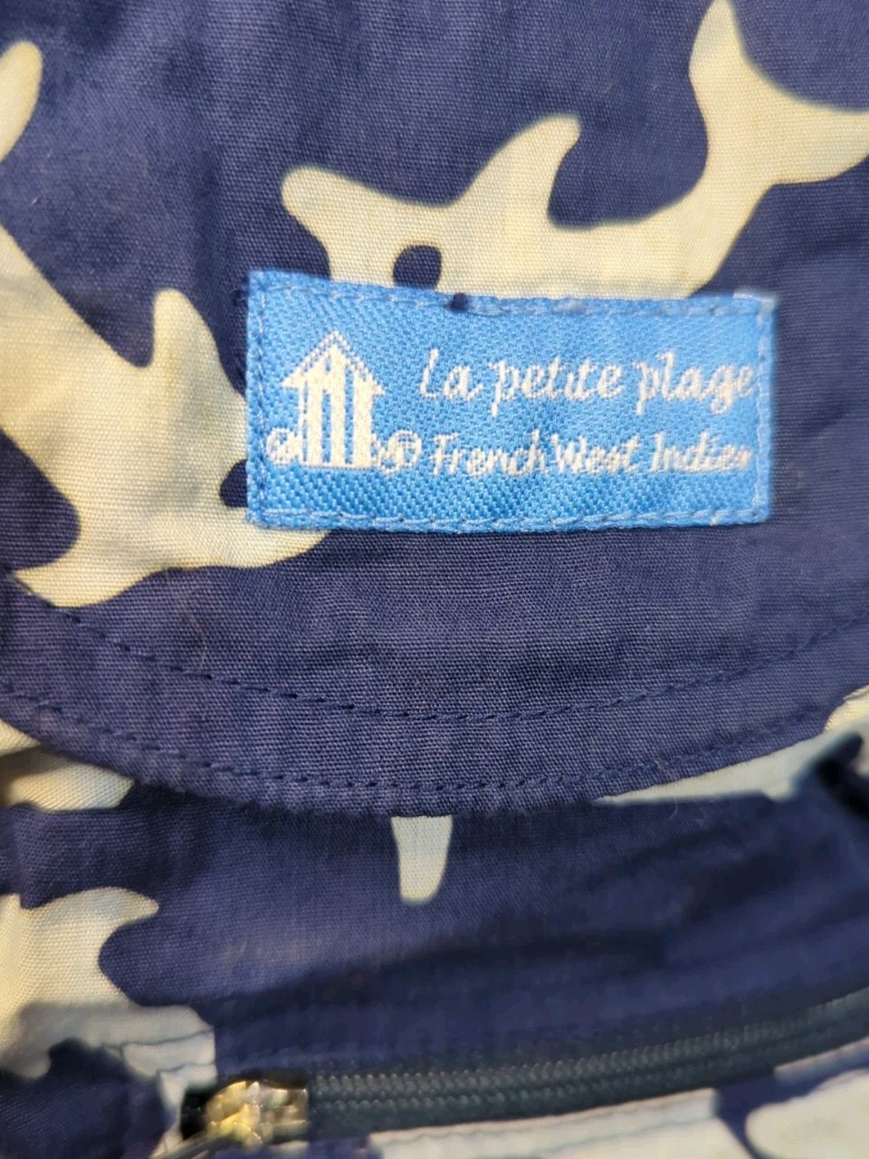 La Petite Plage French West Indies Blue/WhiteDolphin Print Small Backpack Cotton