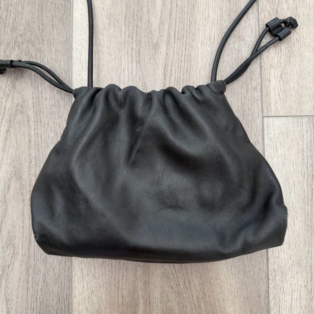 GUC Cos Mini Cavatelli Clutch Crossbody Leather Black Bag Drawstring 10x7x2