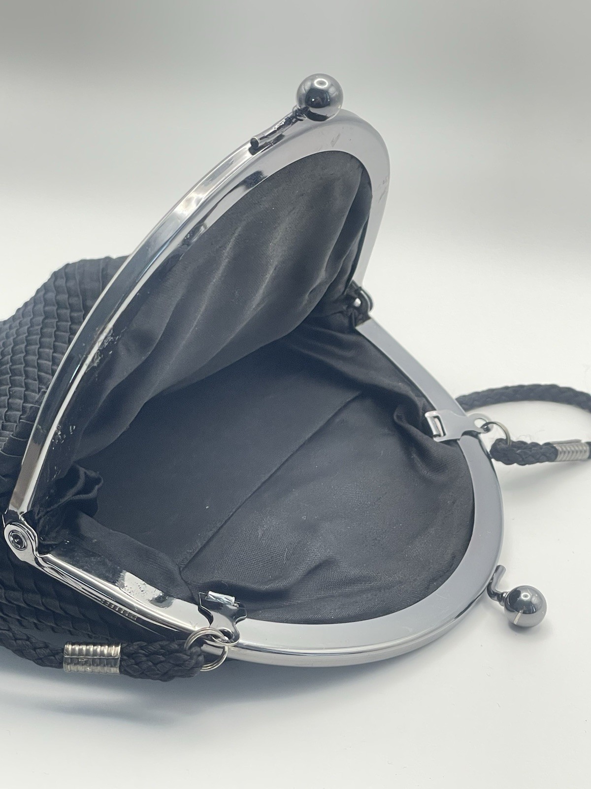 Textured Acetate Rope Strap Evening Bag: Indie Sleaze Gunmetal Clutch