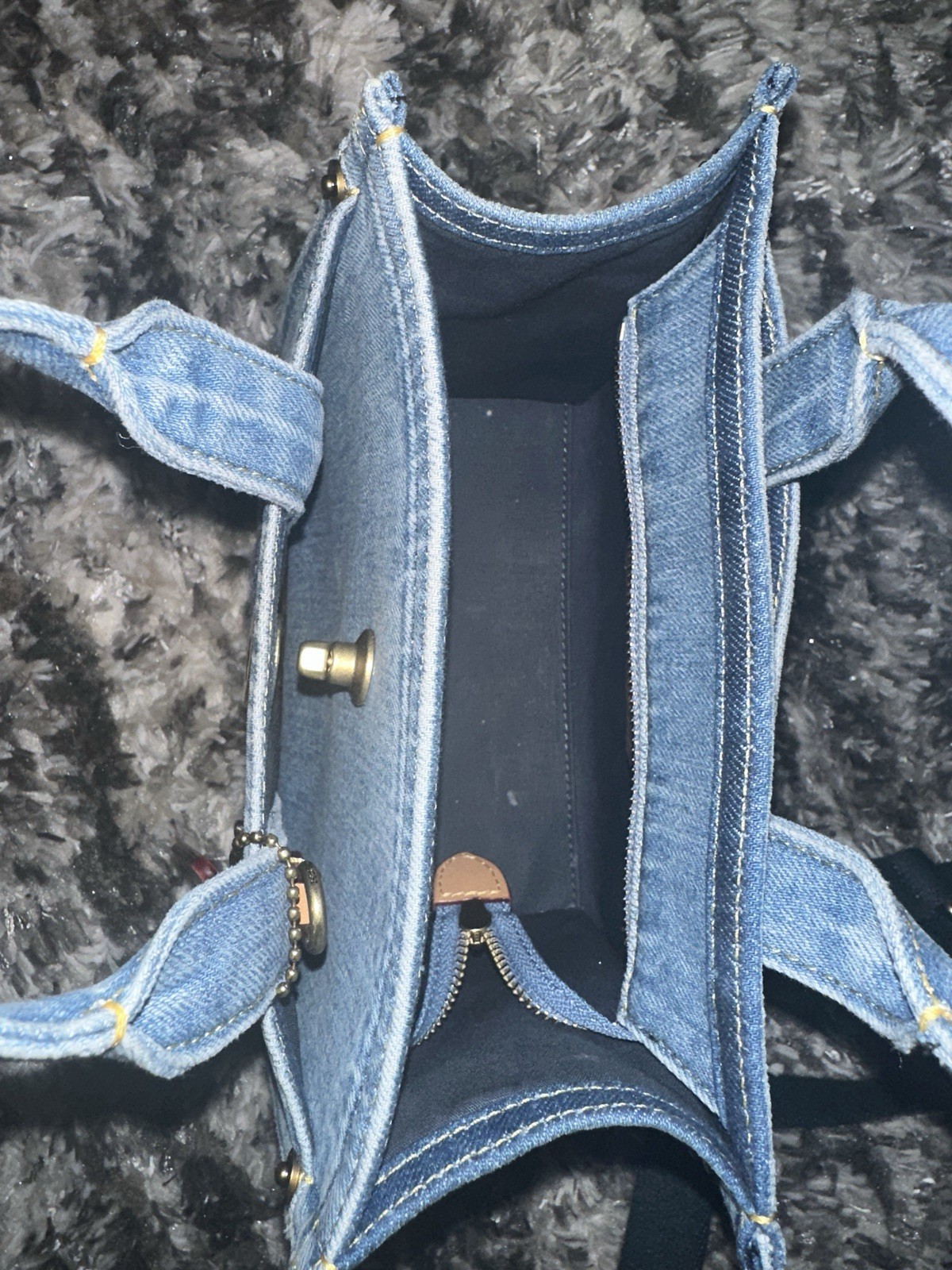 Coach Blue Logo Small Satchel Top Handle, Zip/Turn Lock, Detachable Strap