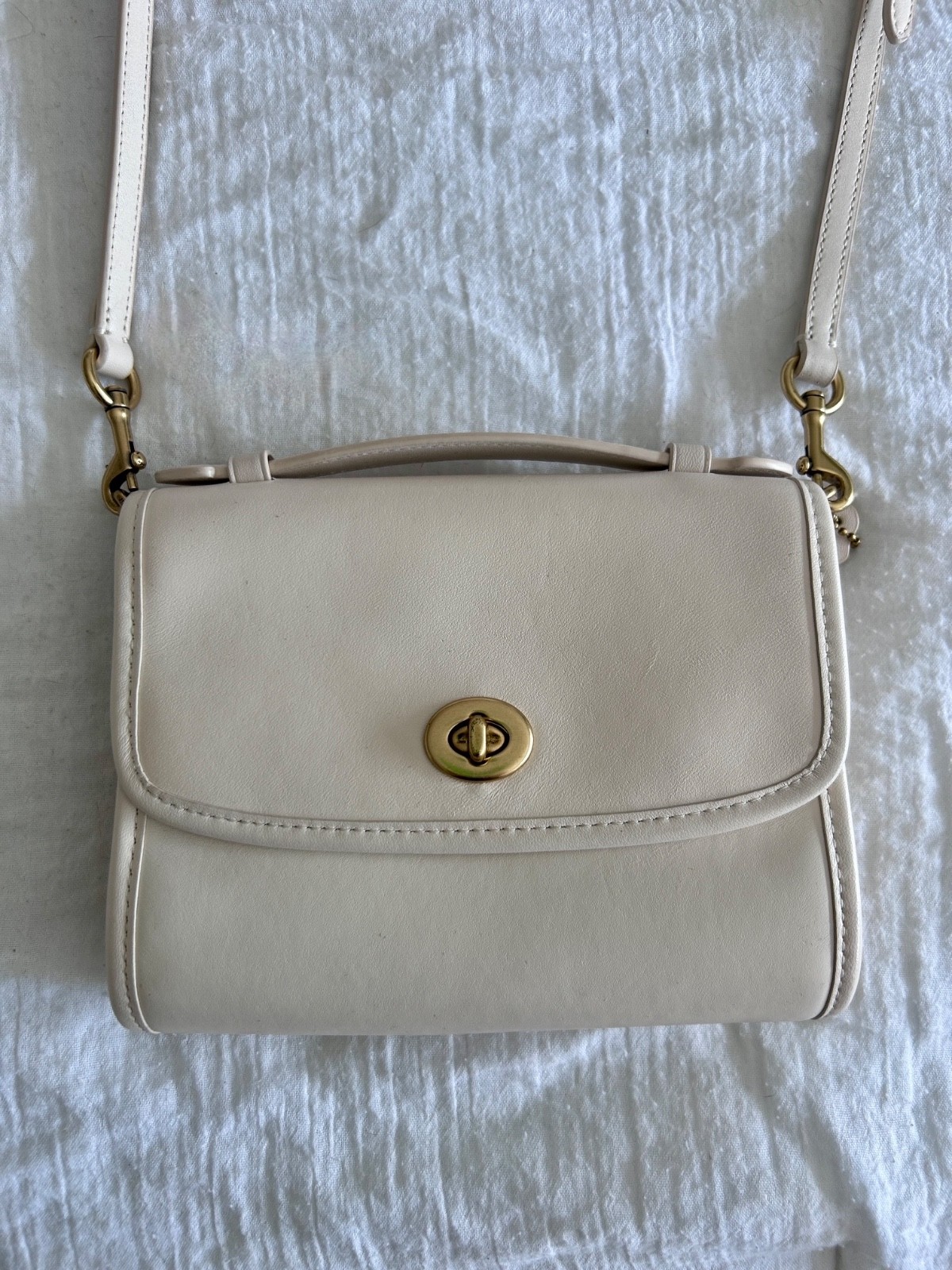 COACH Kip Crossbody Leather Handbag Top Handle Detachable Strap – Chalk – C3486
