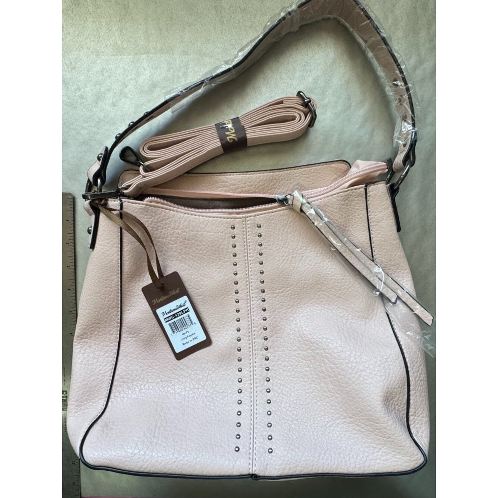 NWT Montana West Light Pink Studded Hobo Shoulder Crossbody Bag