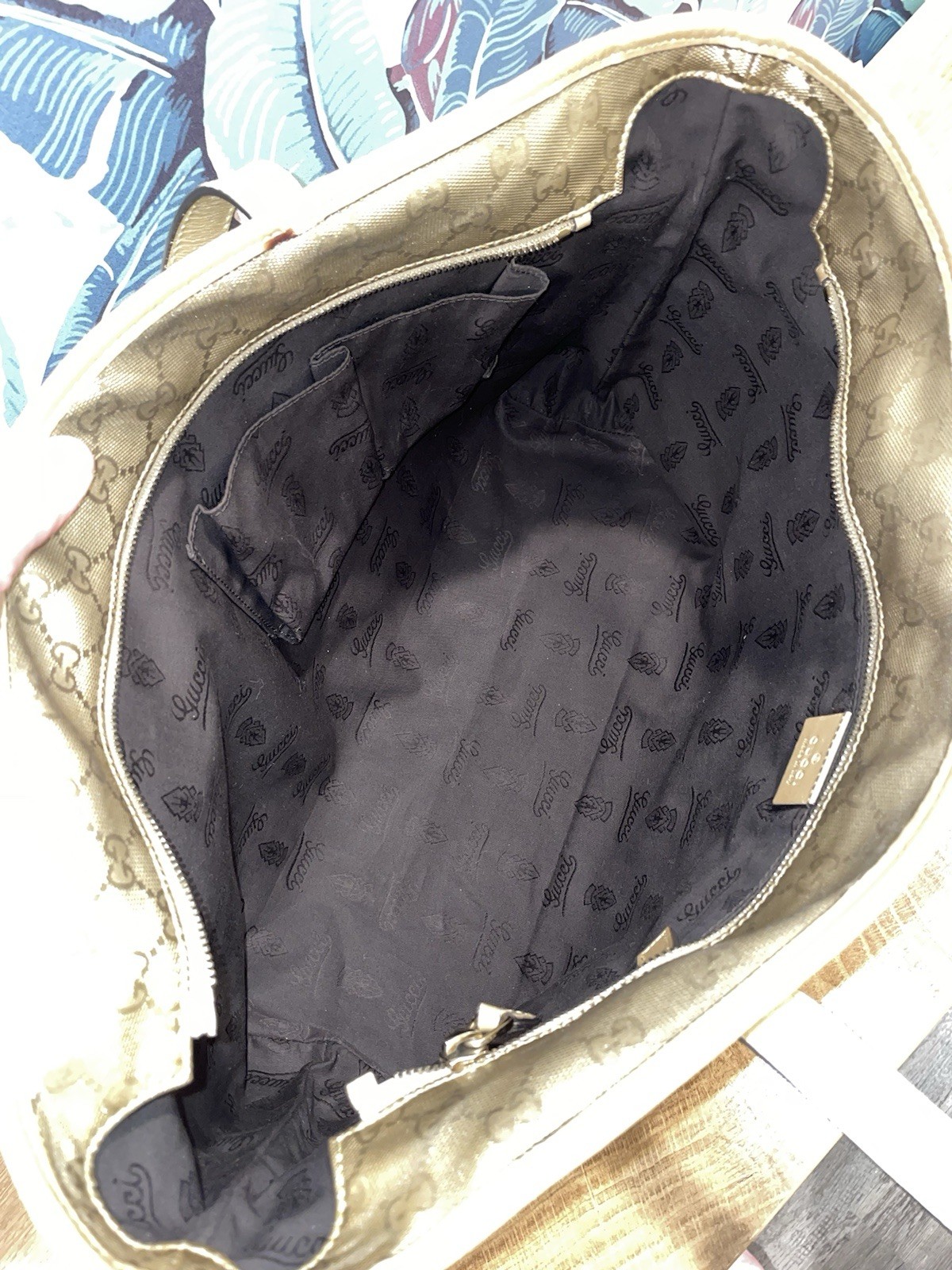 Gucci GG Gold Imprime Supreme Canvas/Leather Tote Bag