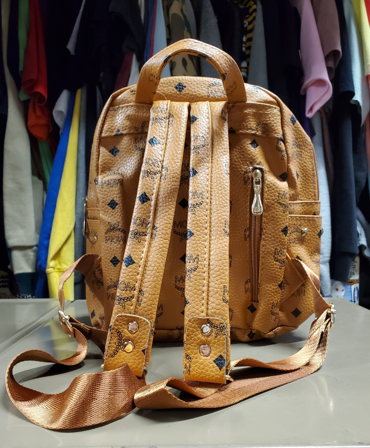 MGM Cognac Mini Backpack Brown MOM WOW Bag Mei Gao Mei Rare Excellent