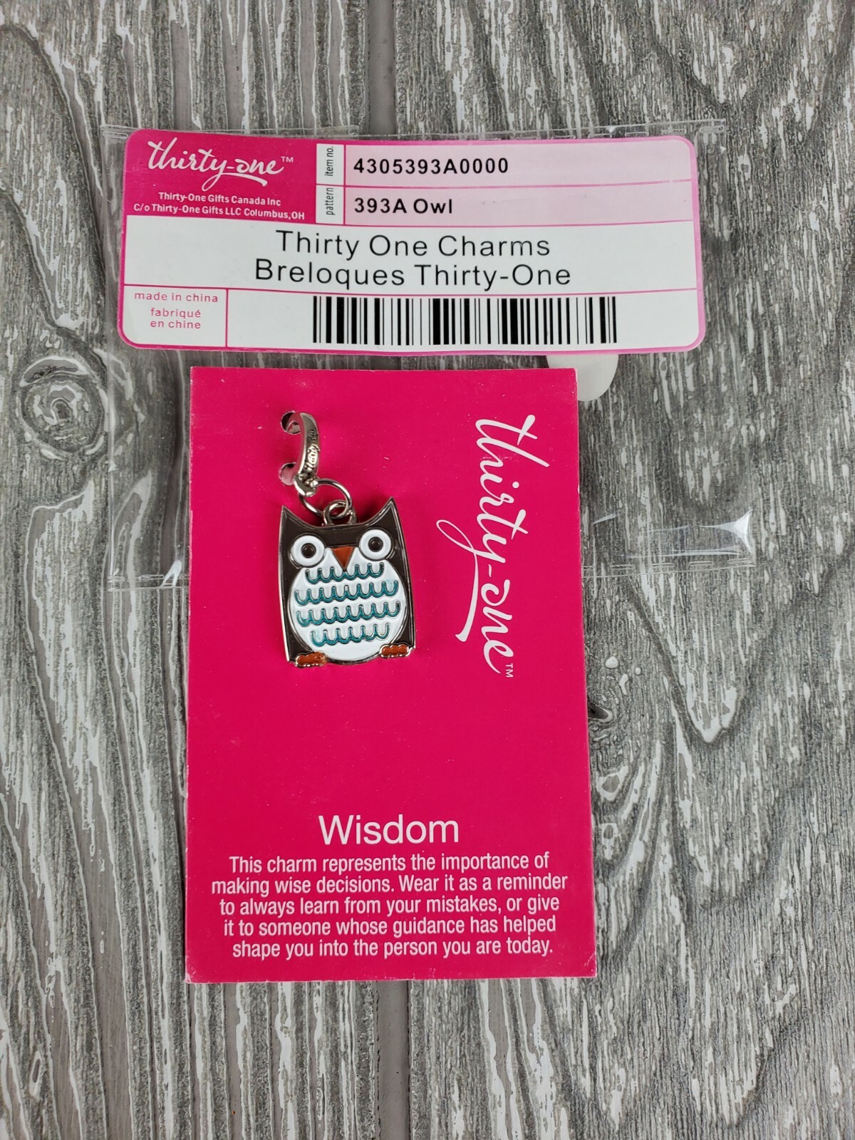 Thirty-One Charm #393A OWL, Chrome-Plated Zinc Alloy – WISDOM – NEW
