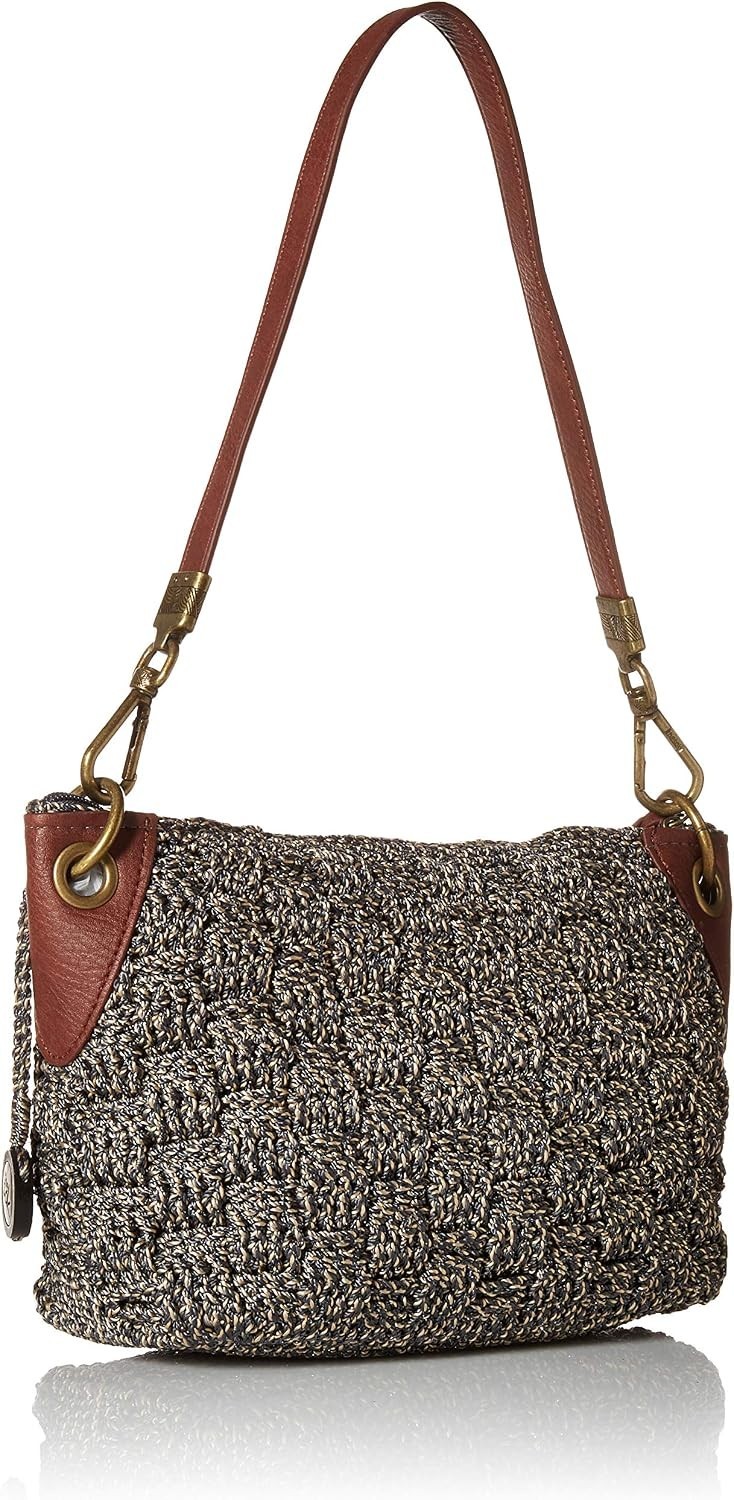 The Sak Indio Crochet Demi Purse Shoulder Bag Blue Metallic Multi Boho
