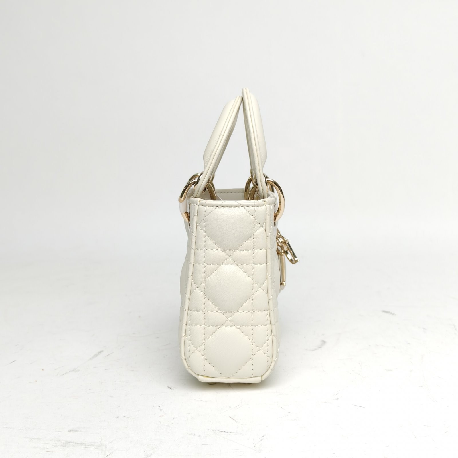 DIOR Lady Ultra Mini 12cm White Lambskin Shoulder Bag