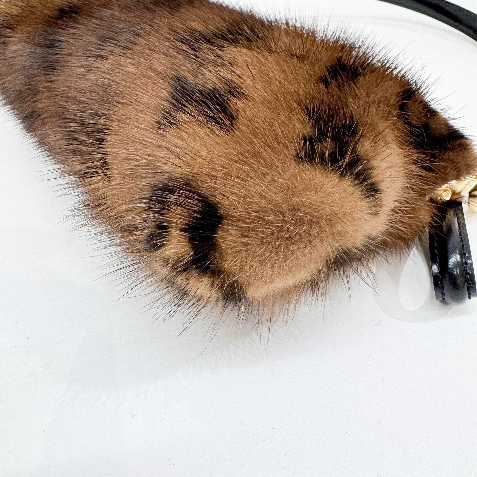 LOUIS VUITTON Brown Monogram Mink Fur Pochette Vision Shoulder Bag