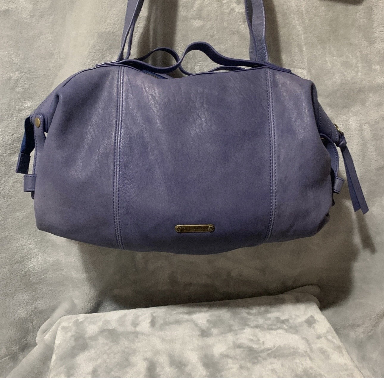 Joelle Hawkens Periwinkle Leather Lace Up Corset Detail Shoulder Bag Purse Boho
