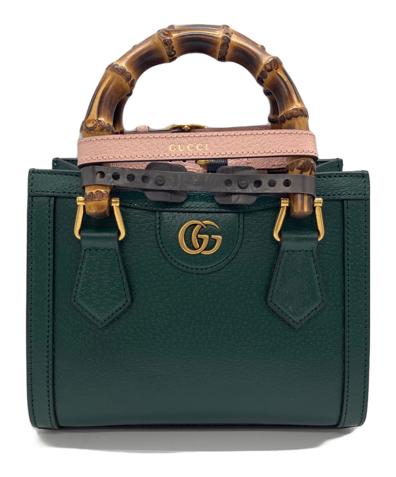 Gucci Bamboo 2-Way Mini 702732 Green Tote Bag #TFB870